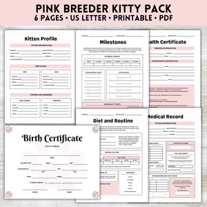 Katzenzüchterformulare, Breeder Cat Pack, Kätzchenzüchter-Aufzeichnungen, Kätzchenimpfung, Katzenimpfung, Katzengesundheitsdatensatz, druckbare PDF