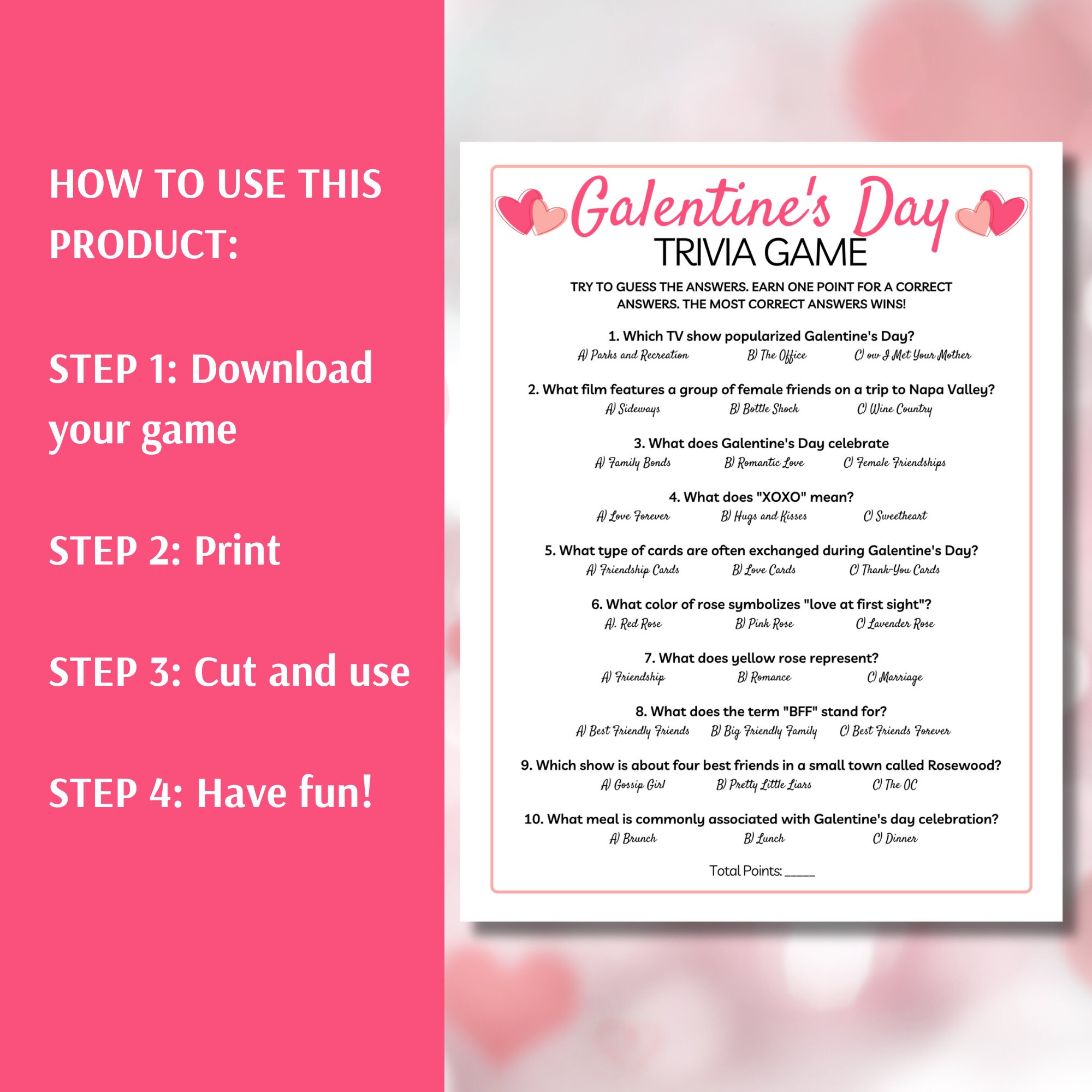 Galentine's Day Trivia Game, Printable Galentine's Games for Teens and ...