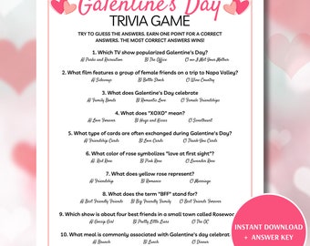 Galentine's Day Trivia Game, Printable Galentine's Games for Teens and Adults, Galentine's Day Questions and Answers
