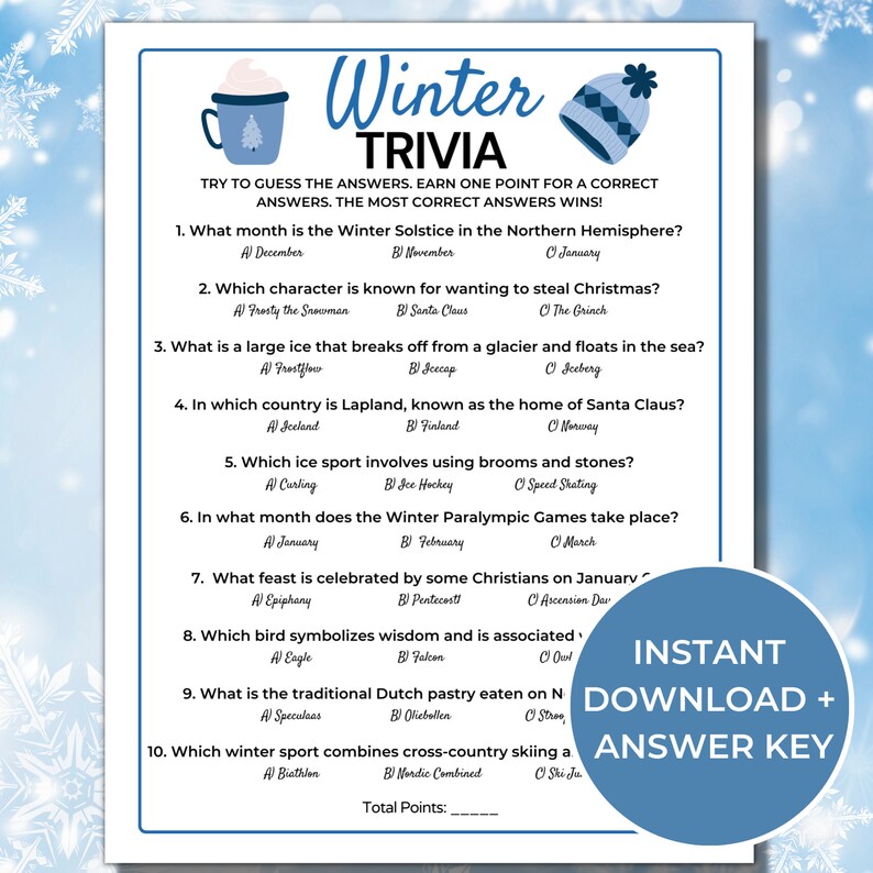 Winter trivia game printable.