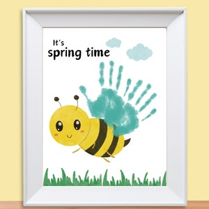 Spring Handprint Art, Printable Spring Handprint Craft, Spring Craft for Toddlers, Kids Handprint Keepsake, Daycare Activity