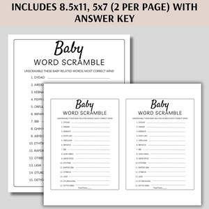 Baby Words game printable.