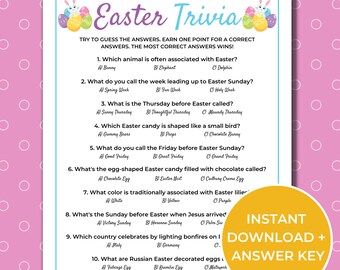 Easter Trivia Game, Printable Easter Games, Easter Party Game, Fun Easter Games Printable for Kids and Adults