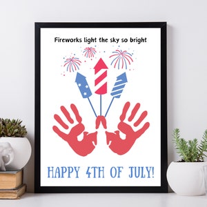 4th of July Handprint Art, Printable 4th of July Activity, Handprint Craft for Toddler Preschool, , Fourth of July Printable PDF