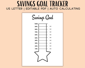 Savings Goal Tracker Printable, Fillable Savings Tracker, Money Saving Challenge, Savings Challenges, Editable PDF