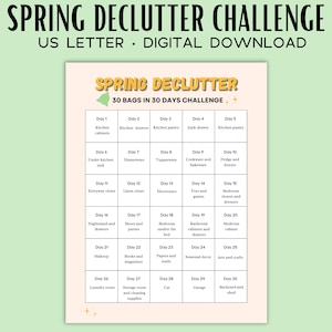Spring 30 Days Declutter Challenge | Declutter Checklist | Decluttering Challenge Printable | Declutter Printable | Digital Download