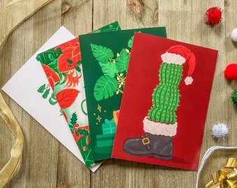 Houseplant Christmas Card Collection Plants Greenery Nature Holiday Greeting Postcards