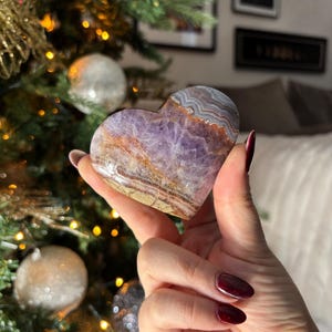 Amethyst X Agate Heart | High Quality Crystal Carving | Crystal Healing | Amethyst | Crazy Lace Agate