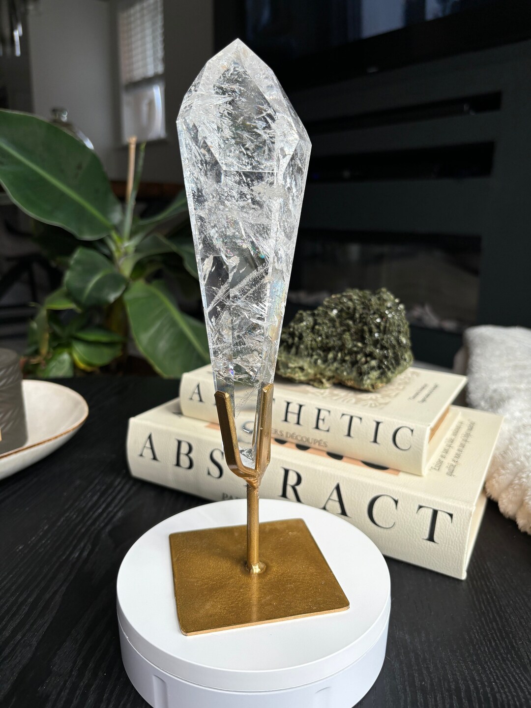 AA Grade Semi Polished Lemurian Quartz With Custom Stand | Crystal ...