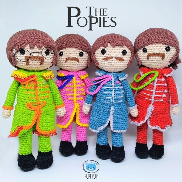 PDF: Pack The Beatles amigurumi - crochet pattern by Pupi Popi *English