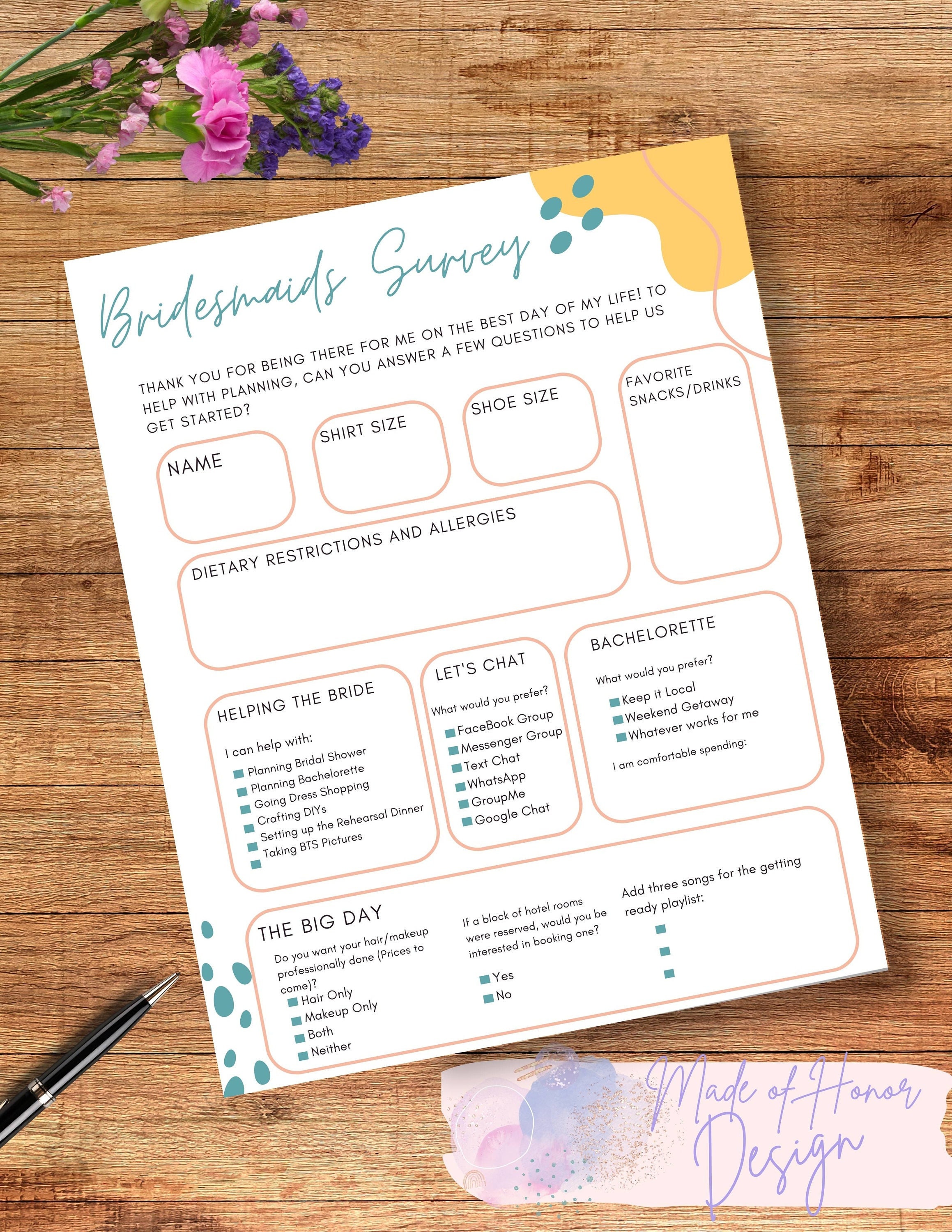 Bridesmaid Survey Etsy Bridesmaid Survey Etsy