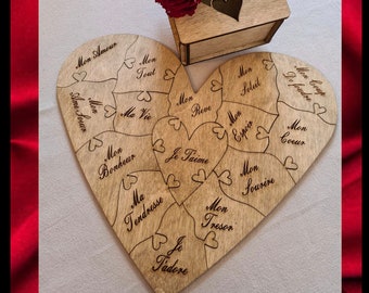 Puzzle coeur d'amour, Saint Valentin, Cadeau romantique, Anniversaire