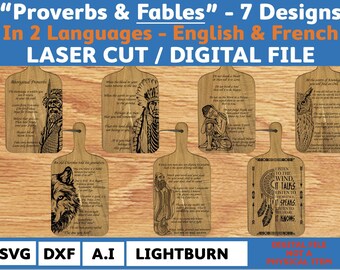 Fables / Proverbs / Deep Sayings DESIGNS - DIGITAL FILE Laser cut Version (svg, dxf, ai & lightburn)