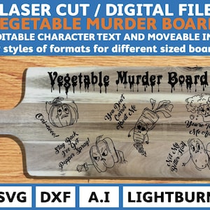 Vegetable Murder Board 6A- DIGITAL FILE Version (svg, dxf, jpeg, png, A.I & Lightburn)