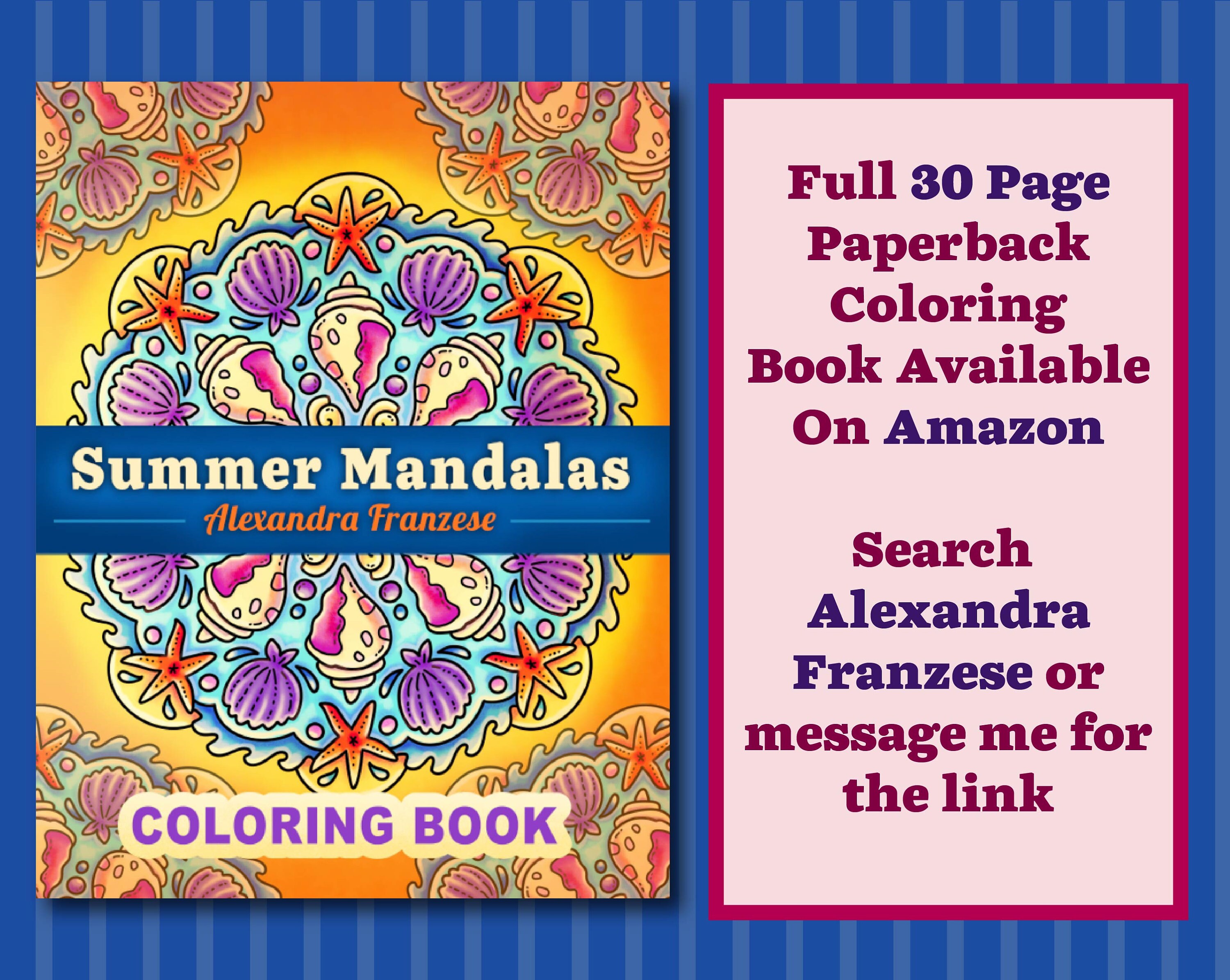 Summer Mandalas Coloring Pages Jpeg Digital Downloads Beach Coloring