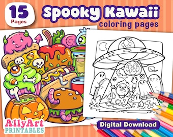 Spooky Kawaii Coloring Pages - Halloween Printable Coloring Pages