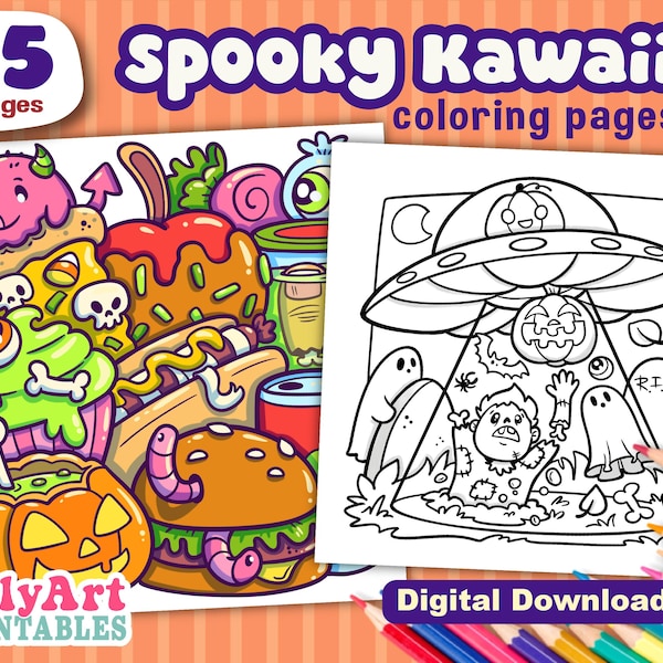 Dibujos Kawaii Espeluznantes para Colorear - Dibujos Imprimibles de Halloween