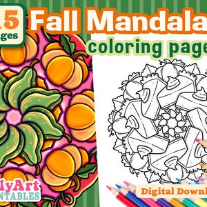 Fall Mandalas Coloring Pages- Fall Coloring Printable - Digital Fall Coloring Pages - Coloring Pages for Adults