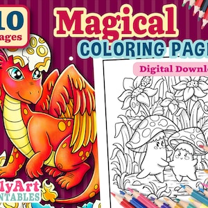 Magische Malvorlagen - Fantasy Digital Art - Malvorlage Download - Printable Coloring Pages