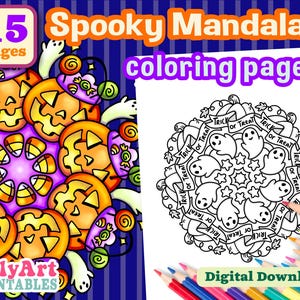 Spooky Mandalas Coloring Pages - Halloween Mandalas - Printable Coloring Pages