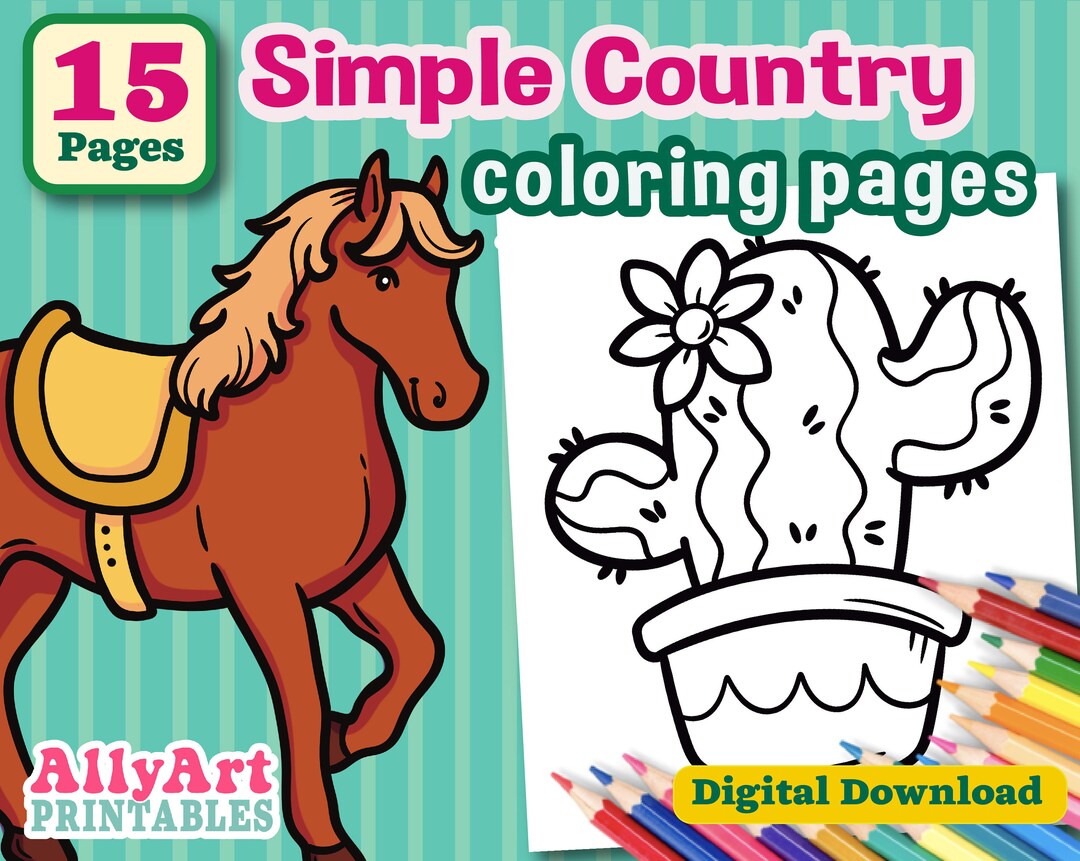 Easy Country Coloring Pages - Bold Line Coloring Pages - for Seniors ...