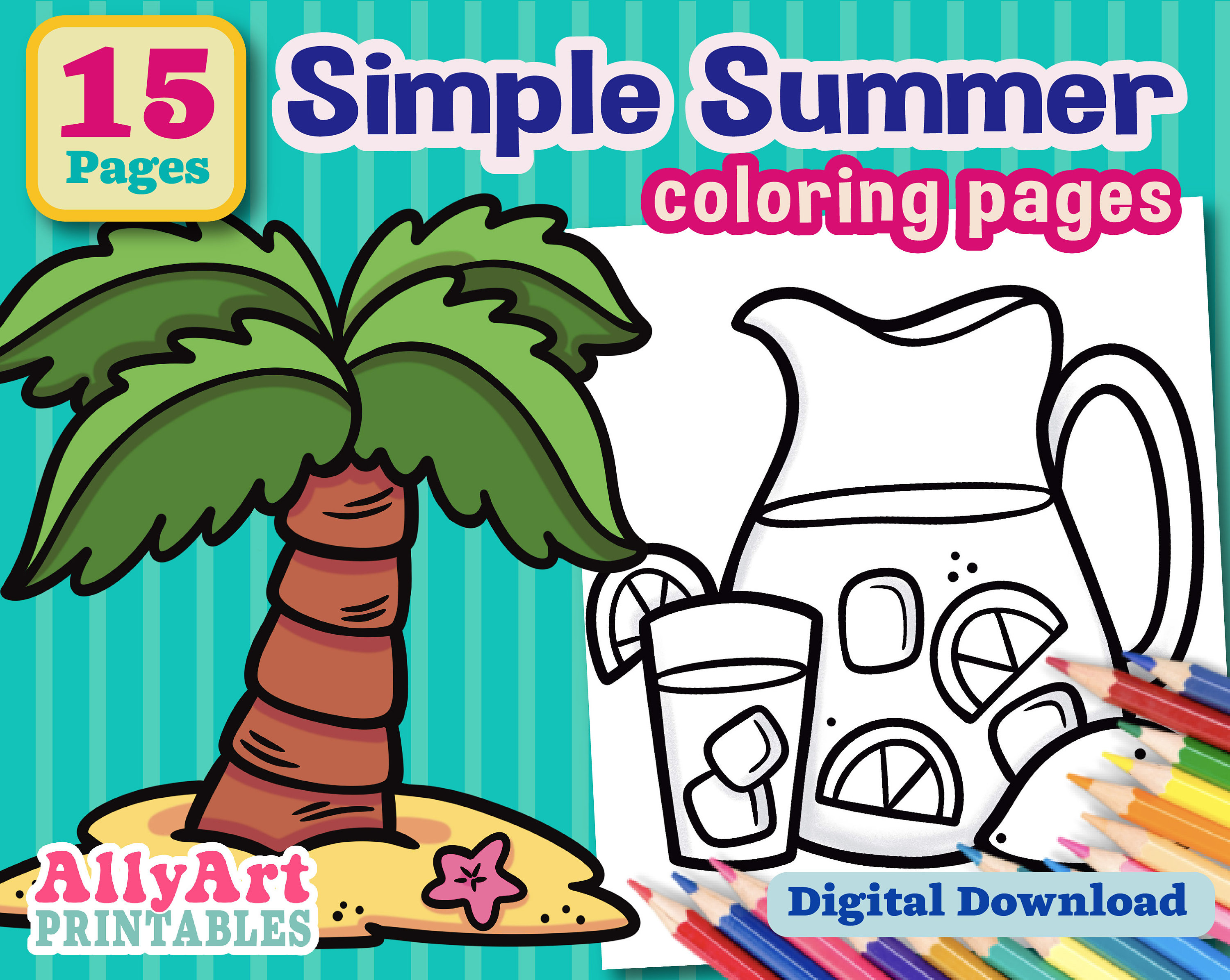 Simple Summer Coloring Pages Digital Download Coloring Pages Printable ...