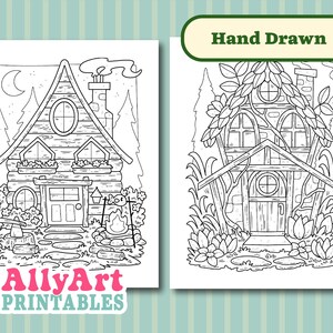 Color By Number Fairy Houses - Digital Download Coloring Pages - Fairy House Coloring Pages image 4