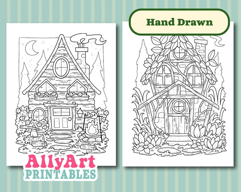 Color By Number Fairy Houses - Digital Download Coloring Pages - Fairy House Coloring Pages image 4
