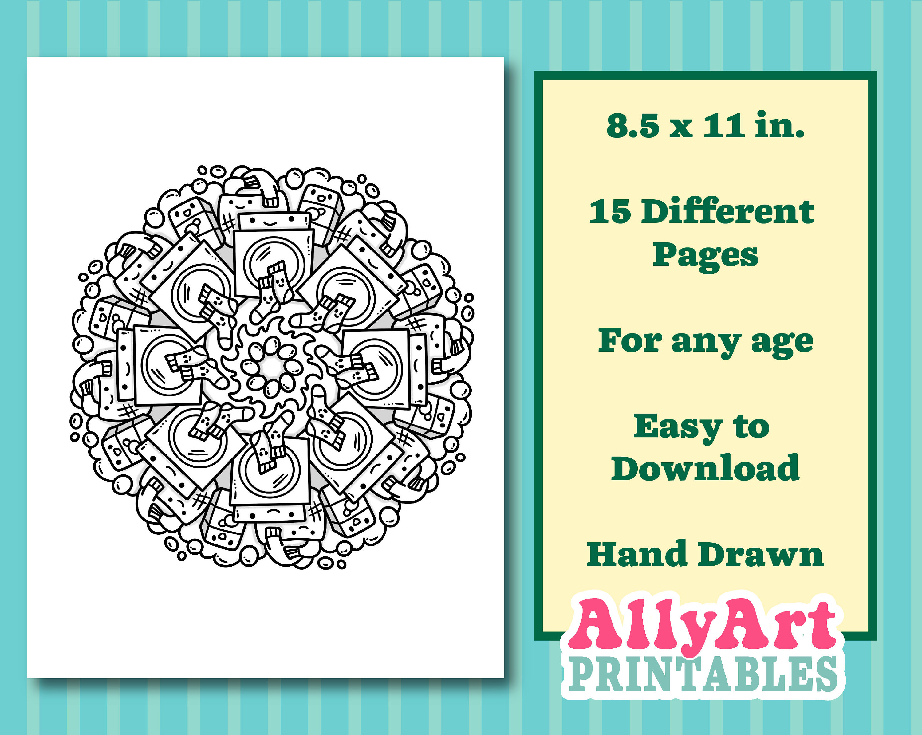 Dibujos para colorear de mandalas kawaii - Descarga digital - Dibujos para  colorear imprimibles - Etsy México, image size:3000x2392