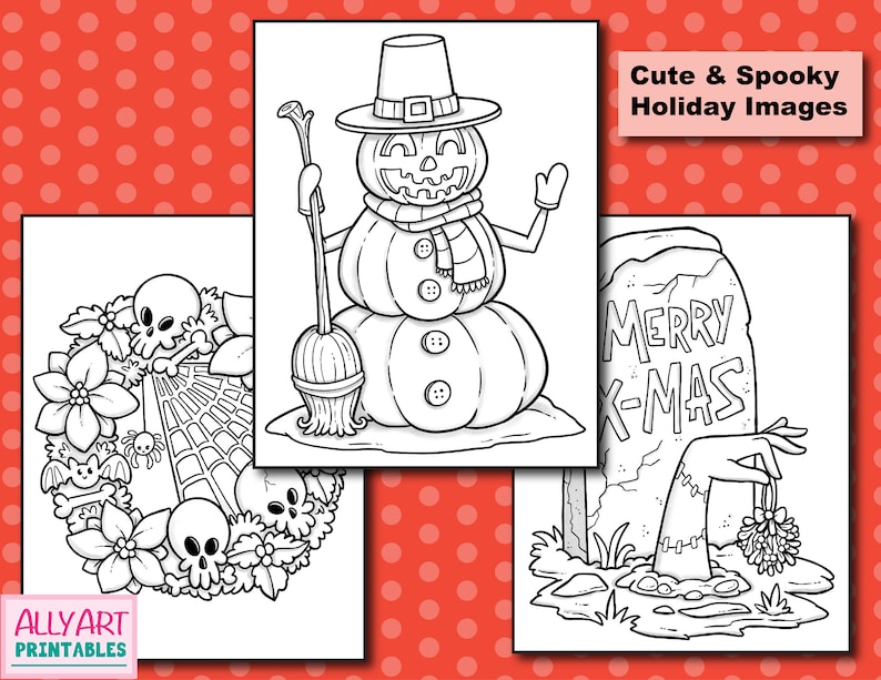 Creepy Christmas Coloring Pages Digital Download Coloring - Etsy