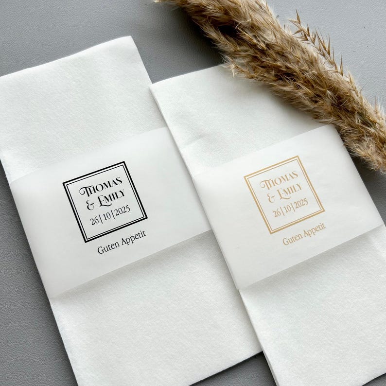 Banderole for Napkins at Weddings, Engagements, Personalized Napkins