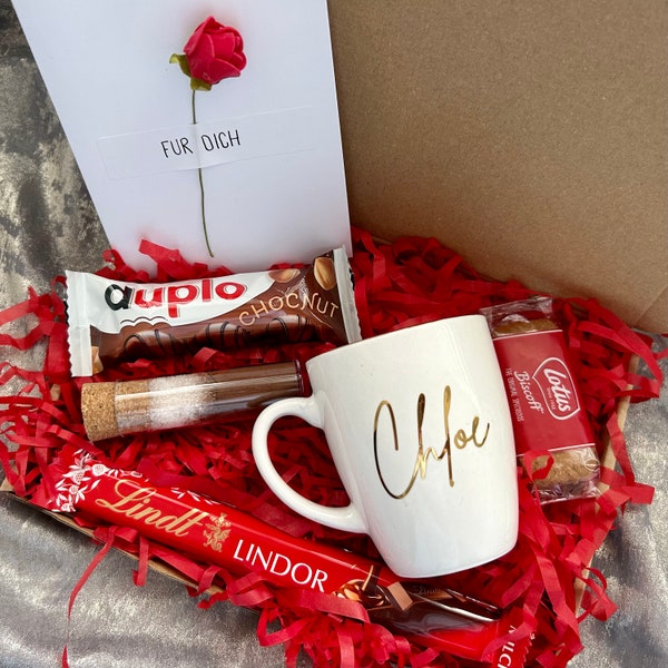 Personalisierte geschenkbox, Personalisierte Tasse aus Keramik, Geschenkidee, Personalisierte Geschenk Box für Frauen, Geschenkkorb mit Name