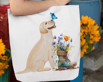 Labrador Retriever Tote Bag, Swimming Tote Bag, Workout Tote Bag, Tote Bag Groceries, Sun Tote Bag, Dog Mom Tote, Yellow Labrador Mom