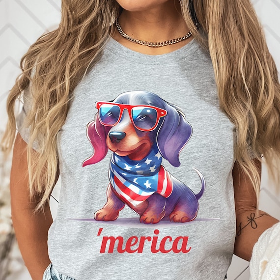 Dachshund T-Shirt - Cute American Flag 4th Of July Dachshund T-Shirt - Cute American Flag 4th Of July