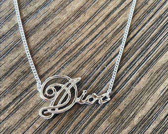 Vintage Dior Cursive Logo Chain Necklace