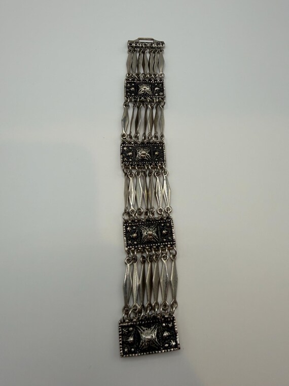 Taxco Sterling Silver Mexican Panel Bracelet