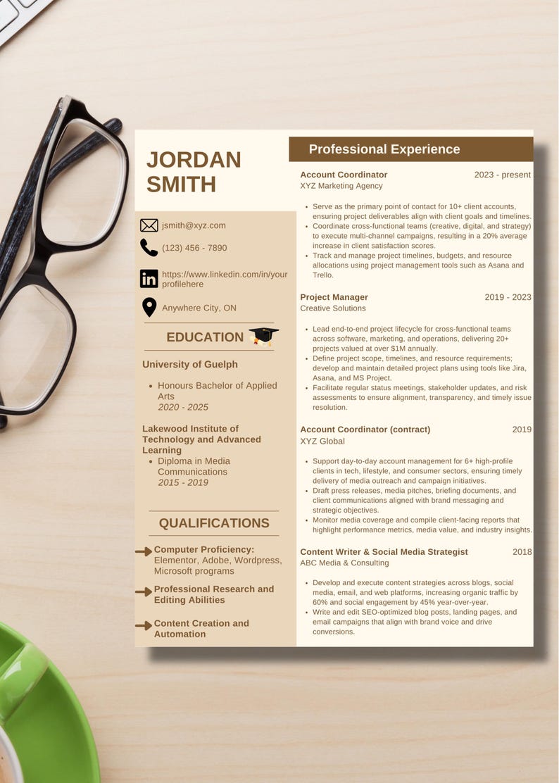 Professional Resume Template, Editable Canva Resume, Modern Resume ...