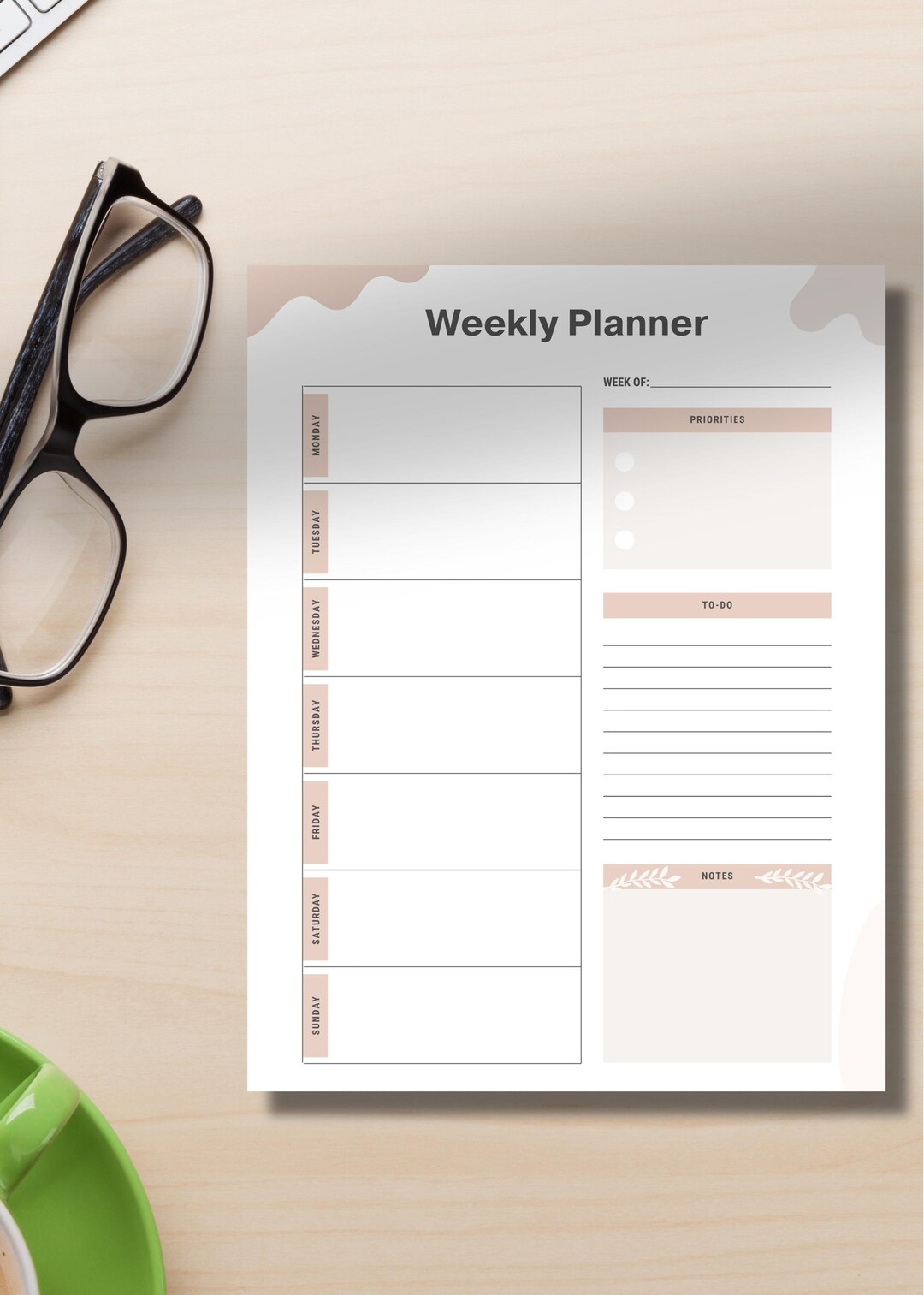 Minimalist Weekly Planner Printable | Undated Digital PDF | Aesthetic ...