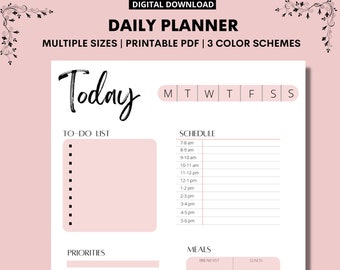 Daily Planner, Daily Planner Printable, Meal Planner, Daily Tasks Journal, Daily Planner Printable, Goodnotes planner, A4 A5 LETTER PDF