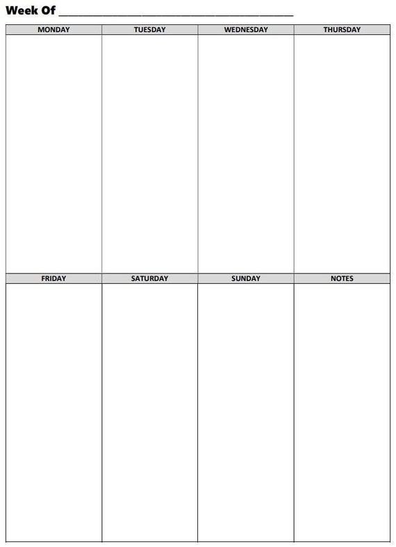 Week Planner Template Digital Download PDF PNG SVG - Etsy