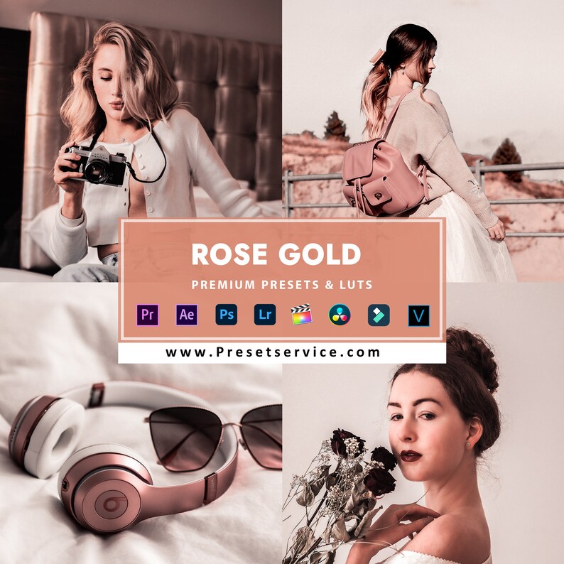 Rose gold presets and luts bundle