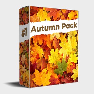 May include: A box with the text "#1 Autumn Pack" on a white background. The box is covered in a collage of colorful autumn leaves, including red, orange, yellow, and brown.
