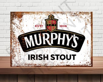 Murphys Irish Stout - Plaque de bière en métal, look vintage, mancave, bar à la maison, plaques en métal.