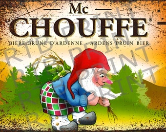 Plaque à bière en métal La chouffe/Mc chouffe vintage A4