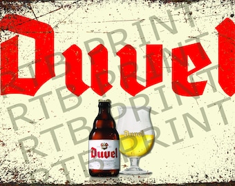 Panneau de bière en métal Duvel vintage A4