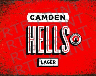 Camden hells lager Vintage A4 Metal Sign