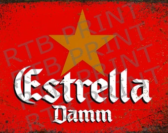 Estrella damm vintage A4 Plaque en métal
