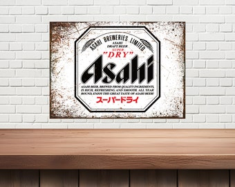Plaque en métal Asahi Beer : bar à la maison, décor Mancave