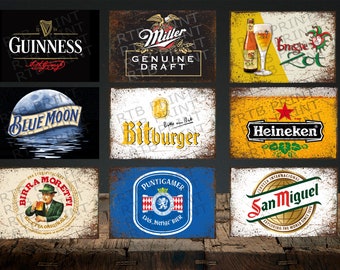 Vintage Style Beer Signs: Aluminum Metal A4 Mancave Decor