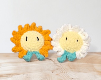 Plush Flower Rattle for Baby - Handmade Crochet Daisy Toy